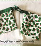 Holly Christmas Drawstring Gift Bag, Eco Friendly Reusable Fabric Bag - Image 2