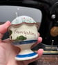 Mottoware pin cushion ‘take a little cream’ embroidered flowers and bee - Image 2