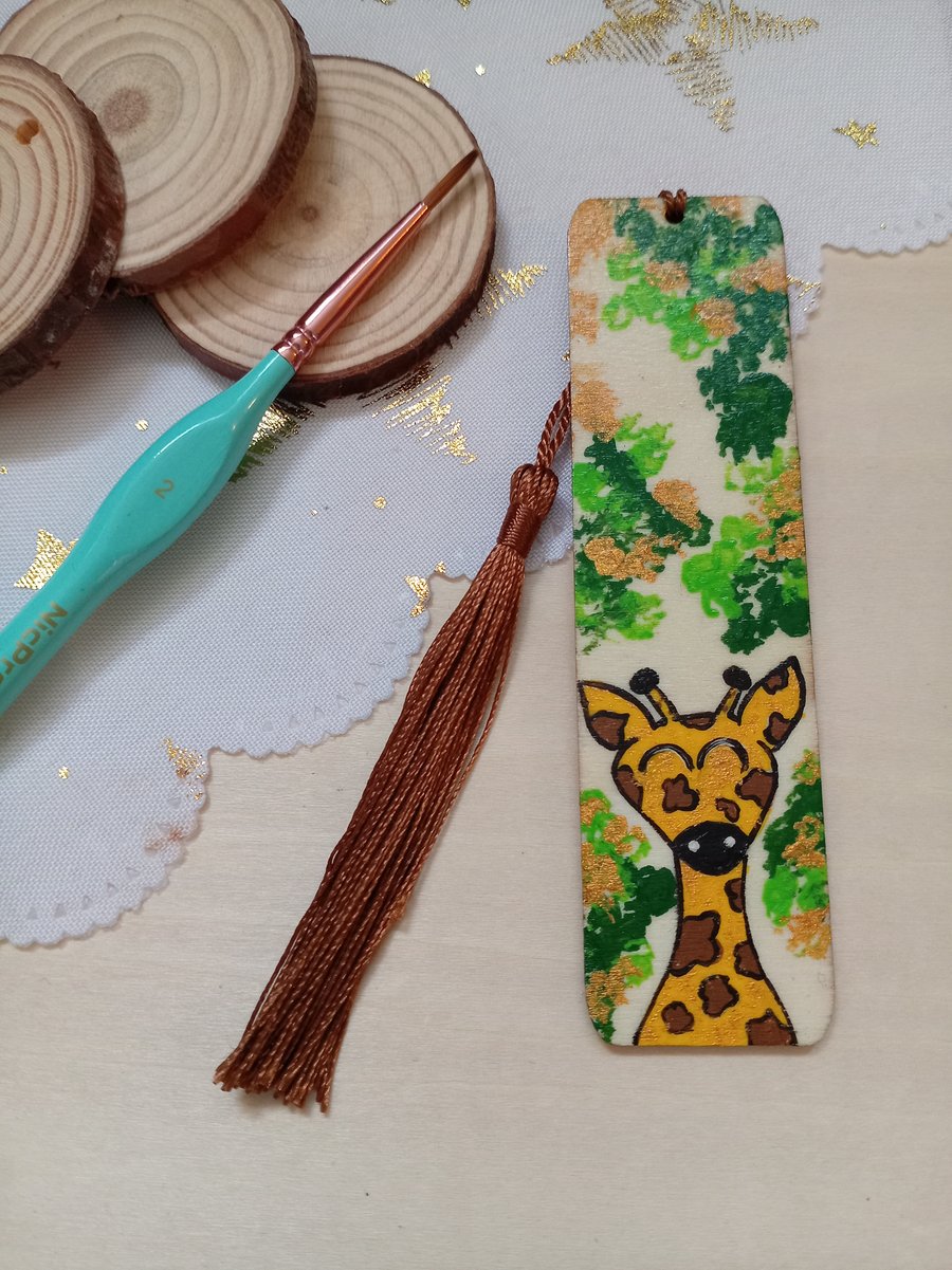 Wooden giraffe bookmark 