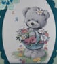 Handmade birthday card - cute bear with flowers - Image 3