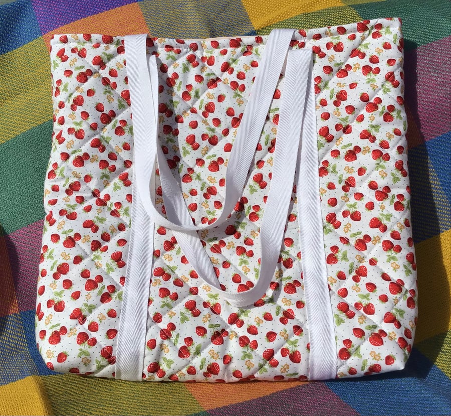 ‘Summer Strawberries’ Large Tote Bag