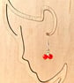 Redcurrant Glass Bead & Silver Drop Earrings - Fruit Novelty Earrings  - Image 1