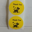 50 'Thank you' Puppy Thermal Printed Stickers (71Y)