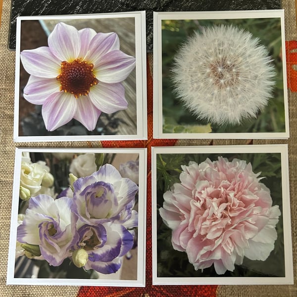 Set of 4 floral blank cards 