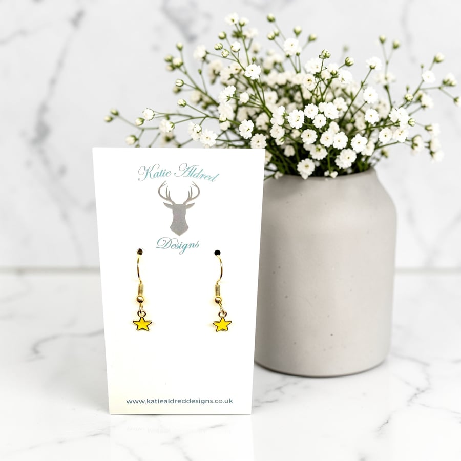 Image of Charm Earrings - Mini Star - Yellow