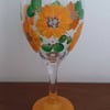 Hand Painted Orange Sunflower Wine Glass