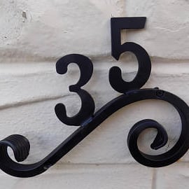 Custom Two Number Plaque........Wrought Iron (Forged Steel) FREE Fittings