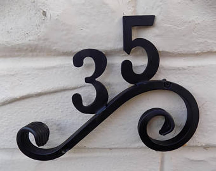 Custom Two Number Plaque........Wrought Iron (Forged Steel) FREE Fittings