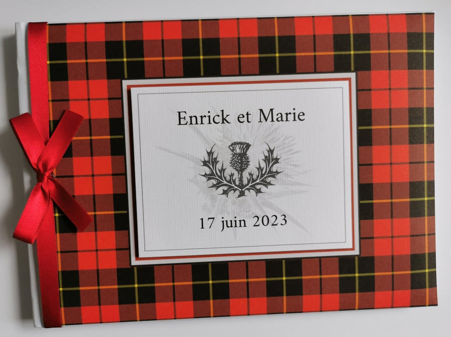 Scottish wallace plaid tartan wedding guest book, gift