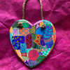 Up cycled multi coloured doodle heart 