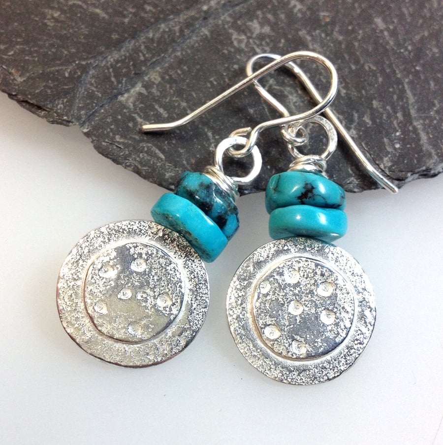 Custom listing  Silver and turquoise Dotty Earrings