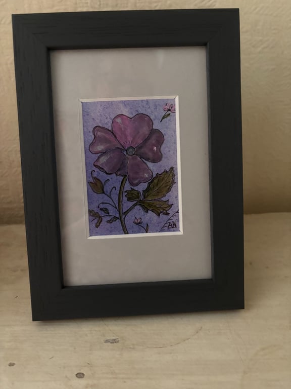 ACEO Framed Original Art Vivacious Viola