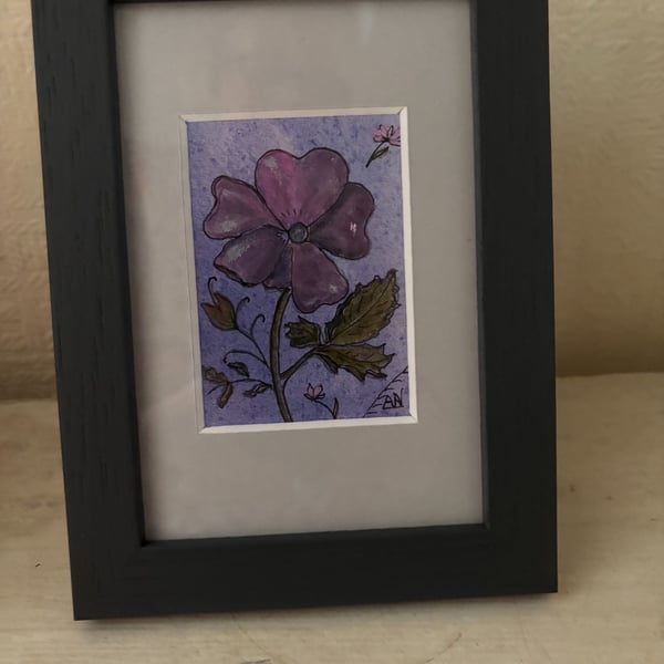 ACEO Framed Original Art Vivacious Viola