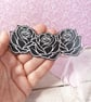 Black necklace, large rose black bib necklace, statement jewellery - Image 3