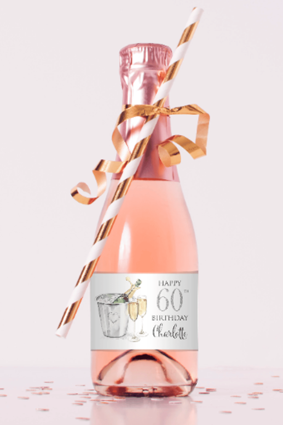Birthday Any Age Label Mini Wine,Champagne Bottle Label