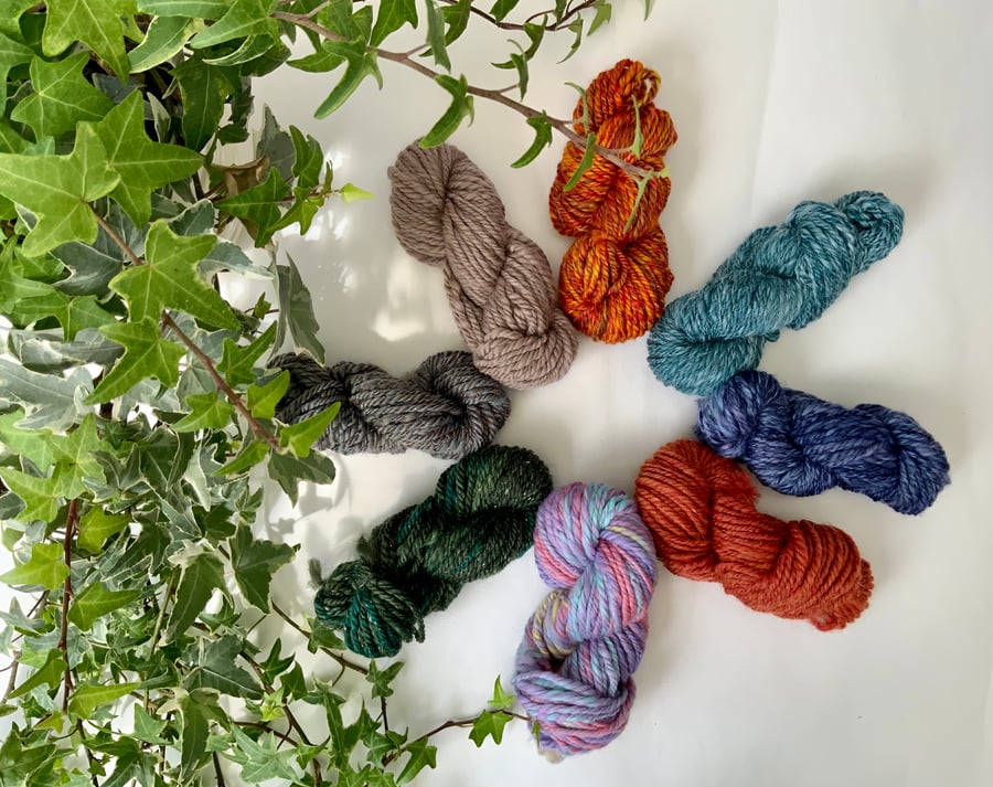 Hand spun mini yarn skeins. Get a surprise choice! Wool. Yarn. Weaving. Crafting