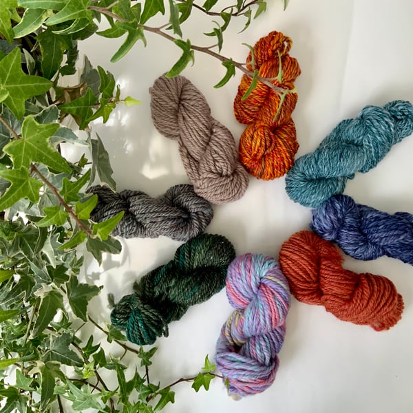 Hand spun mini yarn skeins. Get a surprise choice! Wool. Yarn. Weaving. Crafting