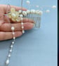 Decorative Ivory Cultured Pearl & Shell Pearl Flower Floral Hair Comb  - Image 8