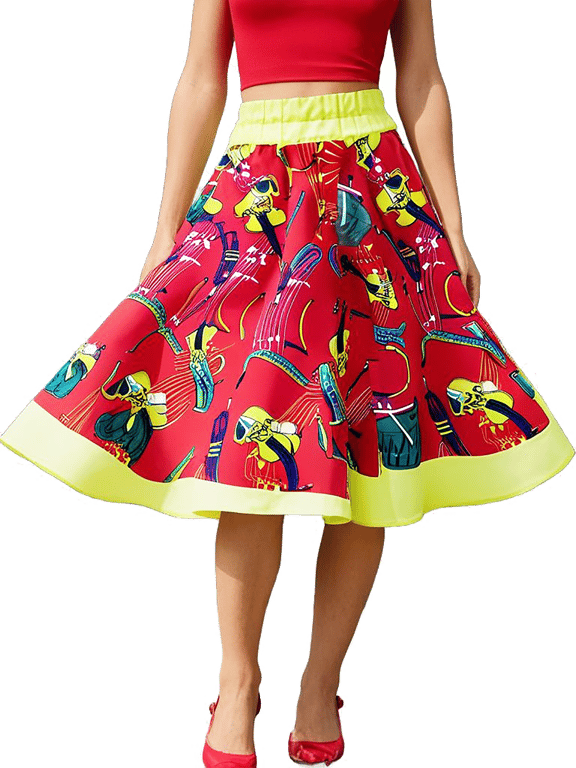 1950s Vintage Retro Rockabilly circle Skirt, music women's sizes 10-26 