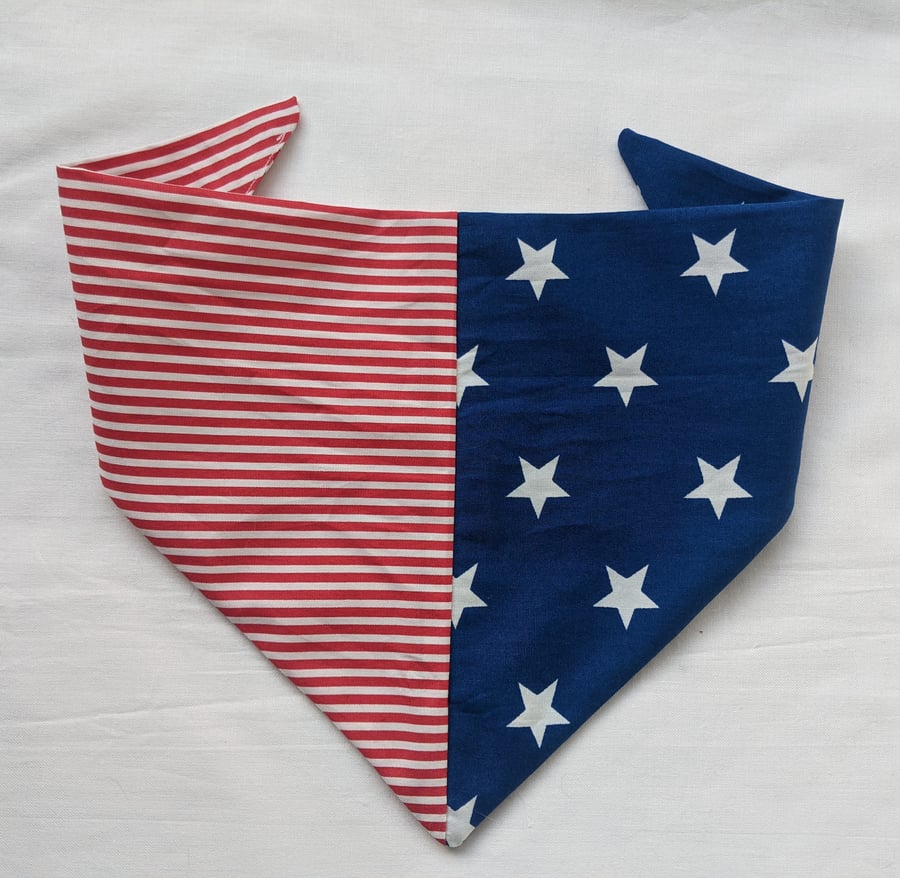 Cotton stars and stripes pet bandana neckerchief - size S