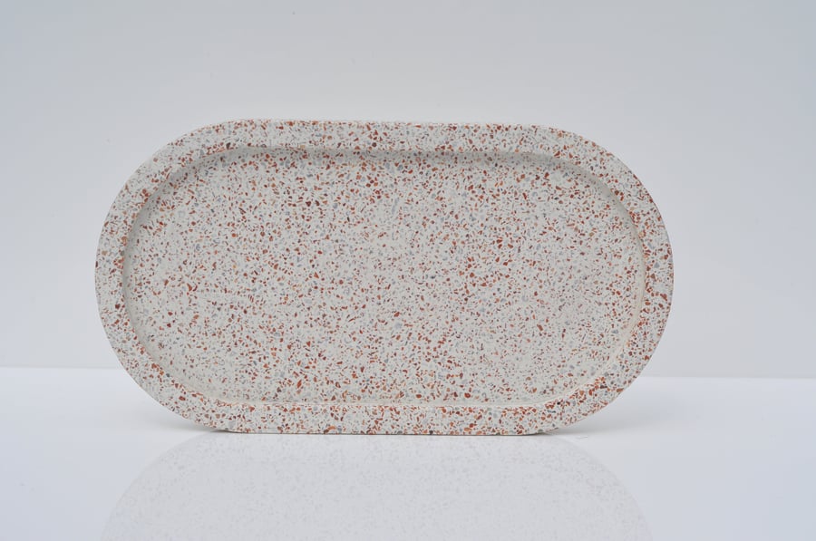 Concrete Terrazzo Tray Oval Cement Handmade Tray Beton Jewellery Tray Decorative