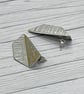 Aluminium Stud Earrings - Lightweight Folded Geometric Shape Hammer Texture Gold - Image 4