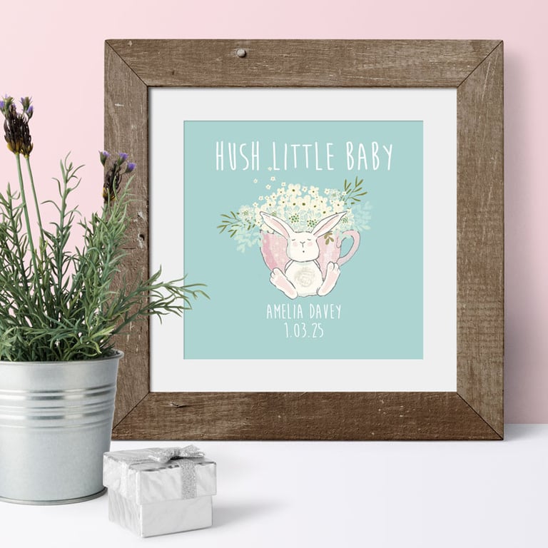 Hush Little Baby personalised nursery print, gift for new baby