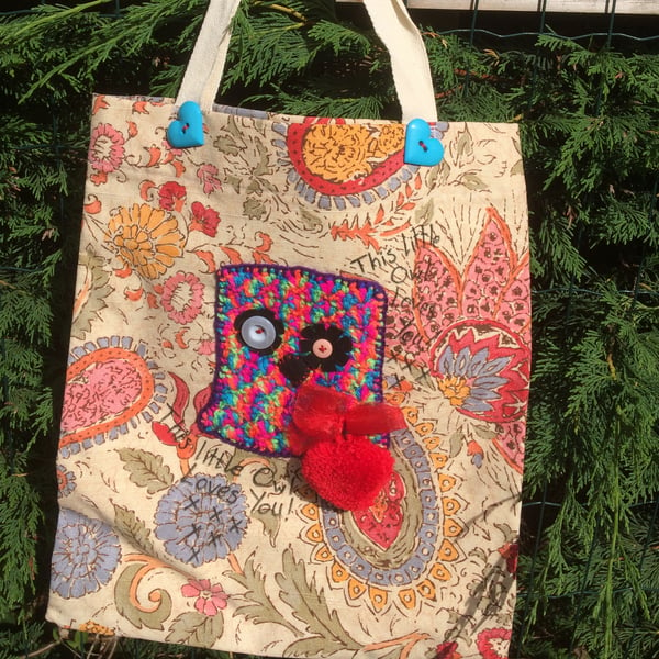 Owl Applique Tote Bag