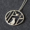 Edge of the woods badger and bird necklace