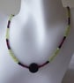 Peridot Ruby and Onyx Necklace with Sterling Silver fittings