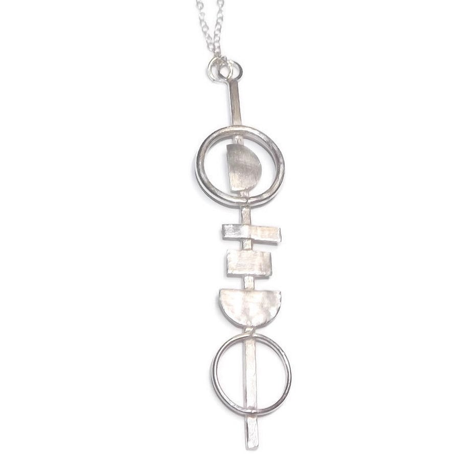 sterling silver long drop pendant