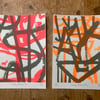Donkey Abstract No.4 and No.5 two-colour A5 screen-prints