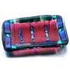 Soap Dish Fused Glass Emerald Raspberry Bordered Dichroic