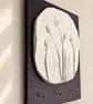 Wall Key Holder with Hooks – Botanical Poppy Plaster Cast on Burgundy Wood - Image 3