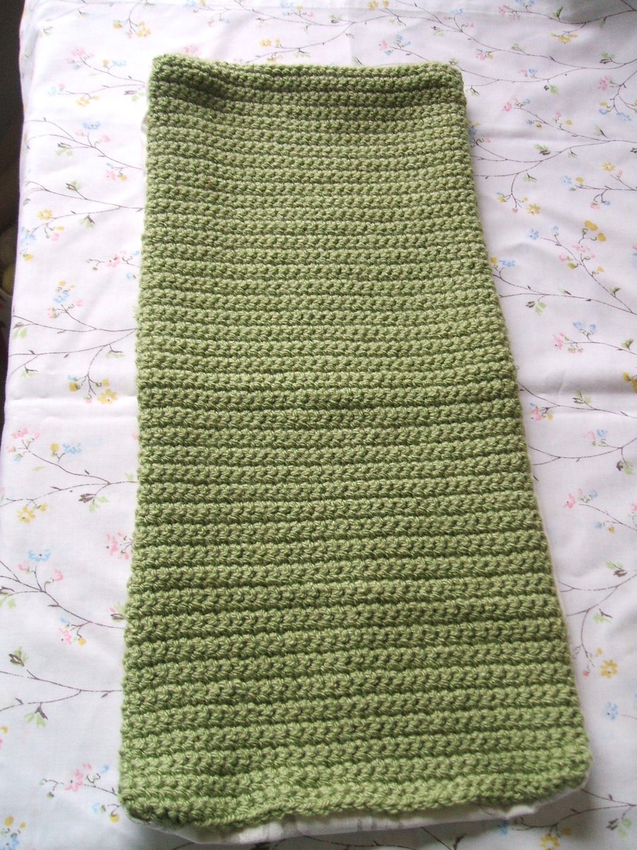 Hand crocheted rectangular bolster cushion cover - green