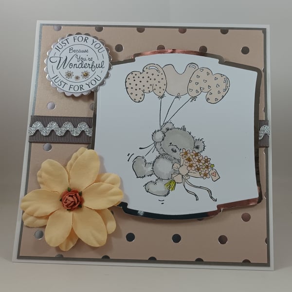 Cute bear Mum card - birthday or Mother's Day card