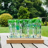 Fused glass silver birch scene panel with candle holders 