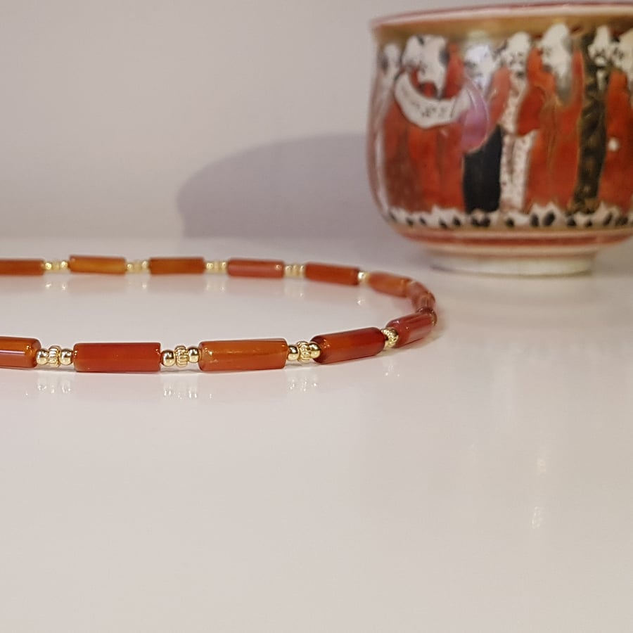 Carnelian and Gold Vermeil Necklace