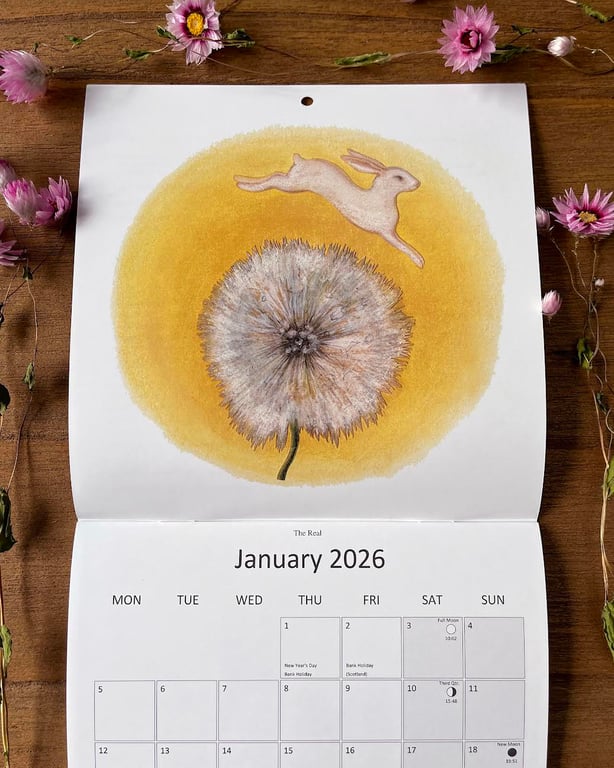 LARGE 2026 Wildlife Art Calendar: wall calendar, nature illustrations, landscape