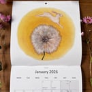 LARGE 2026 Wildlife Art Calendar: wall calendar, nature illustrations, landscape