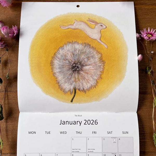 LARGE 2026 Wildlife Art Calendar: wall calendar, nature illustrations, landscape