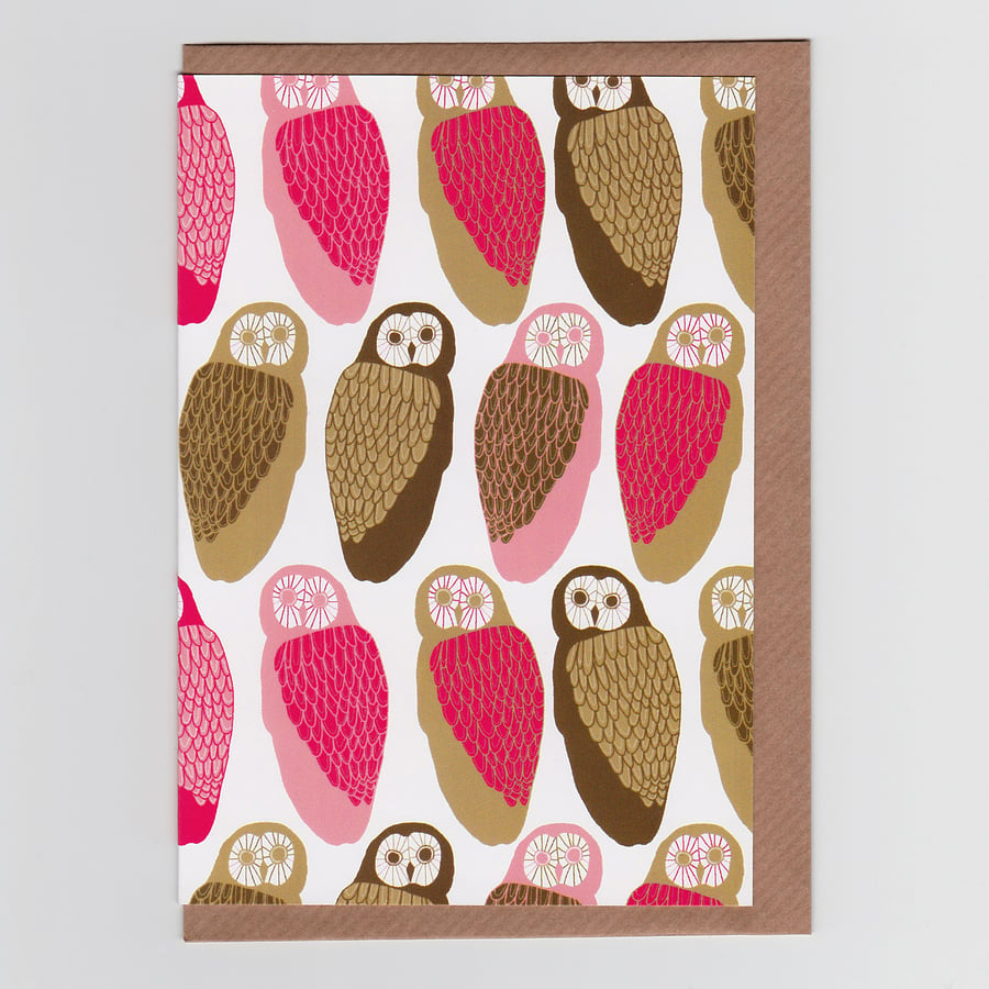 Owls, Patterned Greetings Card