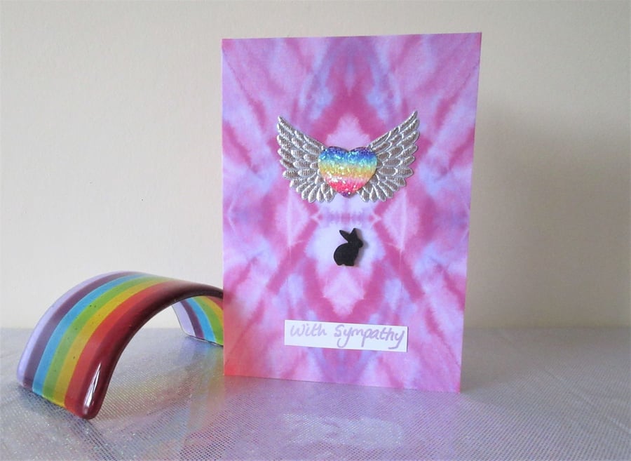 Rabbit Pet Loss Sympathy Condolences Greetings Card Bunny Rainbow Bridge