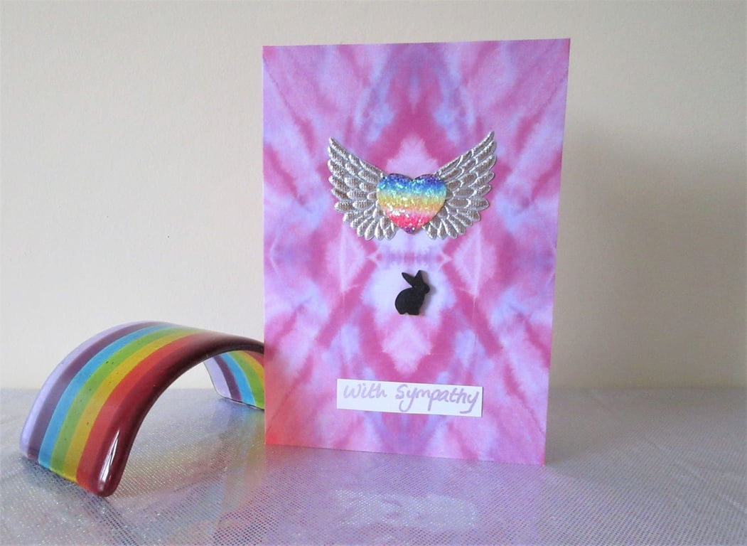 Rabbit Pet Loss Sympathy Condolences Greetings Card Bunny Rainbow Bridge