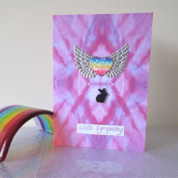 Rabbit Pet Loss Sympathy Condolences Greetings Card Bunny Rainbow Bridge