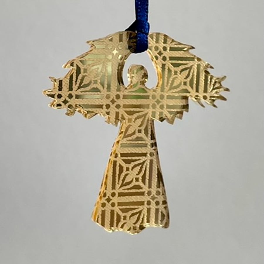 Gold mirrored acrylic angel decoration