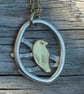 Recycled Silver Brass Textured Goldfinch Pendant Necklace - Image 2