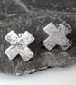 sterling silver kiss cross stud earrings - Image 6