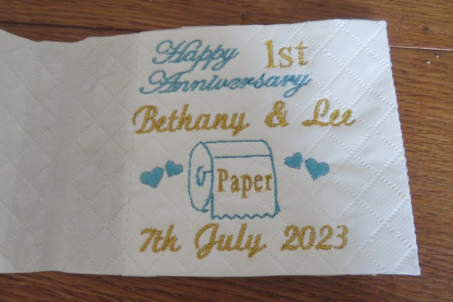 1st Anniversary Paper Gift Embroidered Toilet Folksy