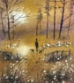 Original Aceo Painting ‘ Autumn  Walk  ‘ by Stephen Allen 